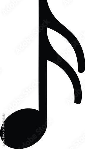 Black Silhouette Sixteenth Music Note - AI Generative
