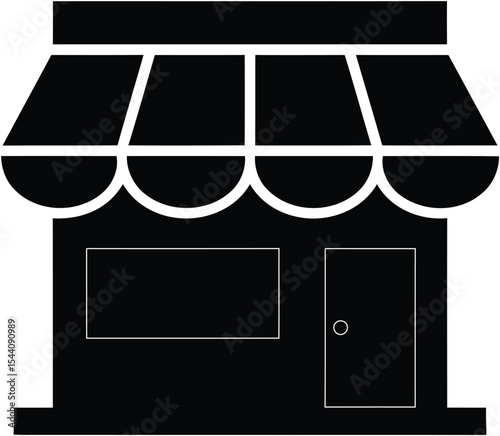 Minimalist Black Store Icon with Awning Vector AI Generative
