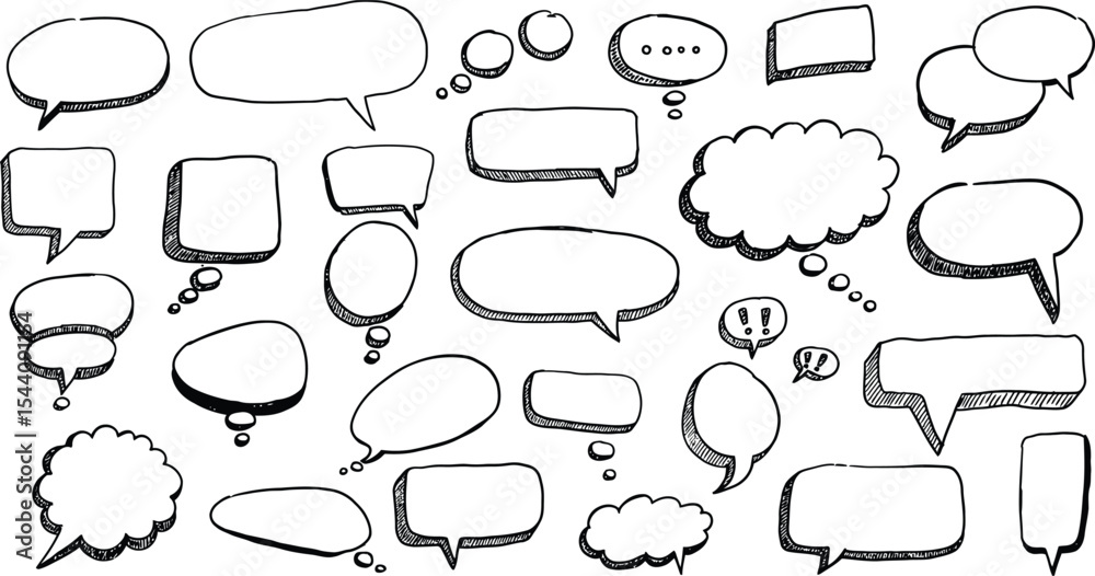 Fototapeta premium Extensive Hand Drawn Doodle Speech Bubbles & Comics Vector Set AI Generative 