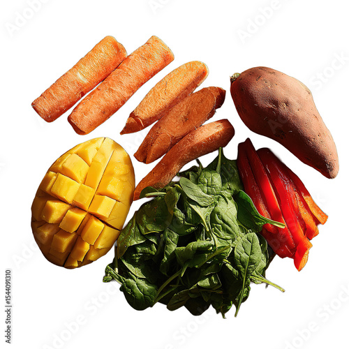 Flat Laid Food Vegetables on a Transparent Background
