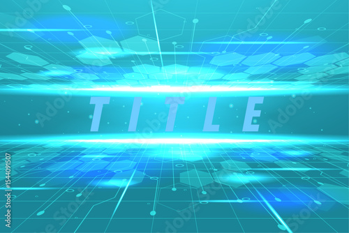 Abstract Teal Futuristic Technology Background Digital Network, Circuit Board, Data Stream, Innovation Concept