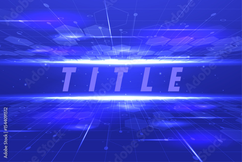 Abstract Blue Digital Technology Background Futuristic Glowing Lines and Shapes