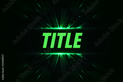 Neon Green Glowing Title Bar Design Abstract Light Burst Background for Presentation or Video