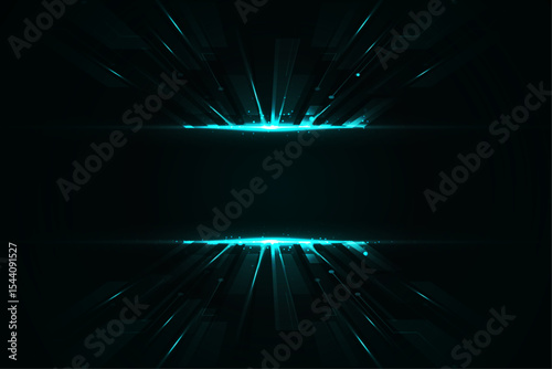 Abstract Teal Light Rays Burst Background Design Modern Glowing Energy Beams, Futuristic Technology, Dark Space, Digital Art, Graphic Design Element