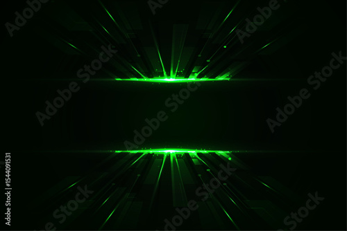 Abstract Green Glowing Light Rays Background Futuristic Design Element