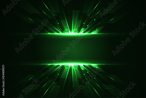 Abstract Green Technology Background Futuristic Digital Design with Glowing Lines and Bright Energy