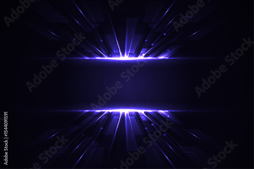 Abstract Dark Blue Glowing Rays Background Futuristic Technology Design