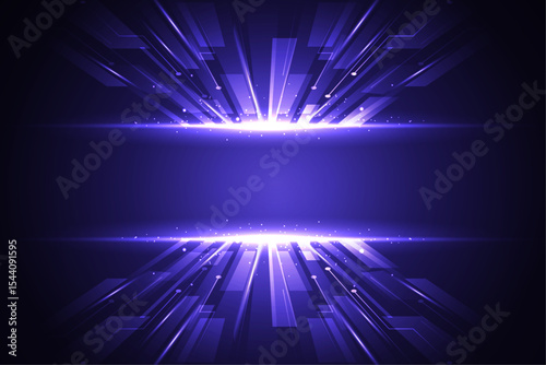 Abstract Purple Technology Background Futuristic Digital Rays and Glowing Lines