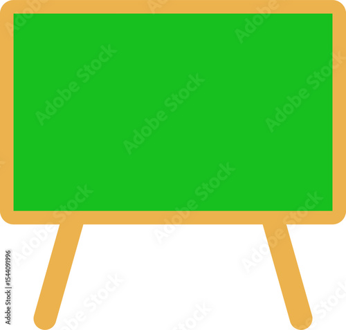 Green chalkboard with wooden frame isolated on white background. Rubbed out dirty chalkboard. Empty school chalkboard for classroom or restaurant menu. Template blackboard for design