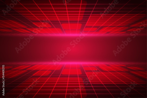 Abstract Red Grid Background Futuristic Digital Technology Design