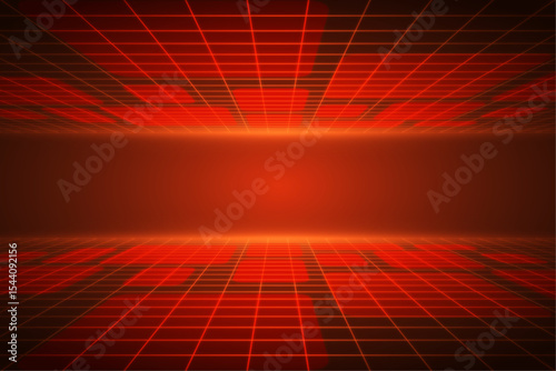 Abstract Red Grid Digital Background Futuristic Technology and Data Visualization