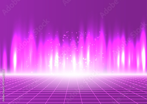 Vibrant Purple Neon Lights Background Retro Grid and Glowing Energy