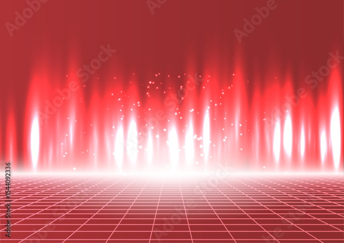 Abstract Red Energy Background Glowing Flames and Grid Pattern, Futuristic Digital Art