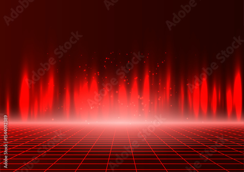 Red Grid Cyberpunk Background Futuristic 80s Retro Sci-Fi Digital Art