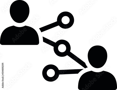Icon showing people connected by lines or nodes, symbolizing human networks, teamwork, or digital social connections.