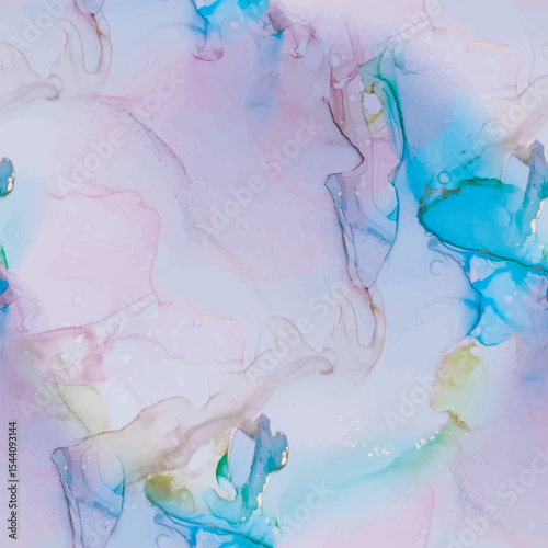 Marble Water Color. Pink Seamless Background. Shiny Alcohol Ink. Light Elegant Texture. Blue Art Paint. Green Marble Watercolor. Ink Vector Canvas. Vector Seamless Template. Gold Luxury Background.