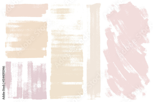 Brush strokes vector. Set of text boxes. Paintbrush collection. Nude colors artistic design elements. Painted rectangular shapes as brush backgrounds.