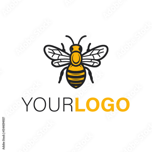 A stylized bee logo is isolated on white background