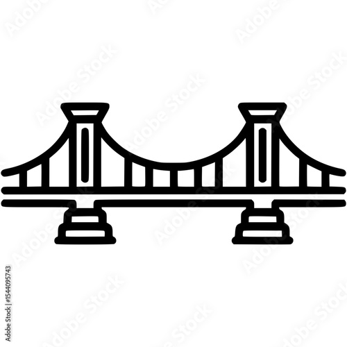Stylized vector drawing of a bridge over water with clear structure