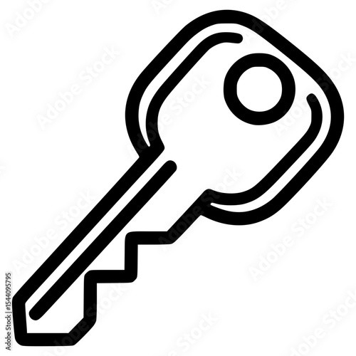 Key illustration with a circular hole and jagged edge