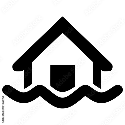 House partially submerged in water indicating flooding risk
