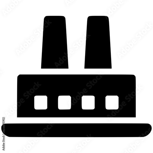 Industrial factory building with smokestacks in a vector design