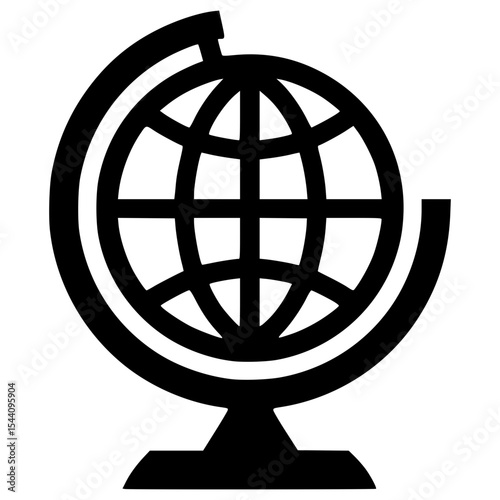 Stylized globe on a stand representing global geography and travel