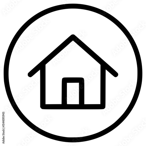 Simple vector illustration of a house within a circular frame
