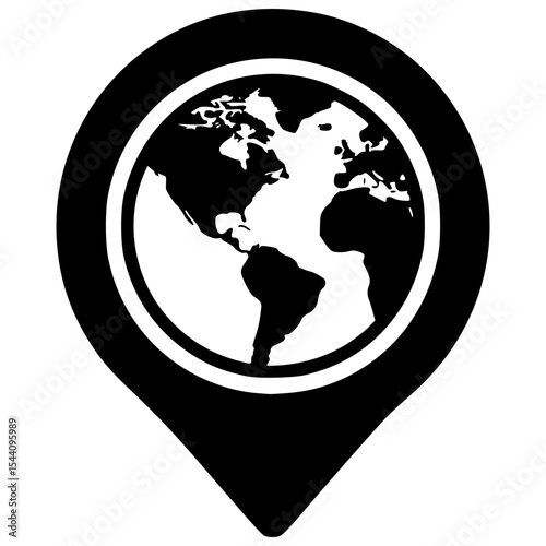 Stylized vector illustration of a global map marker design