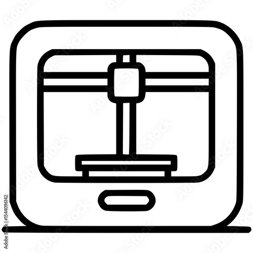 Vector illustration of a 3D printer in action creating a model