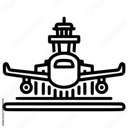 Vector illustration of an airplane preparing for takeoff