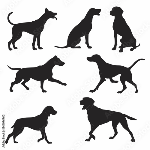 Dog Silhouettes Collection on White Background