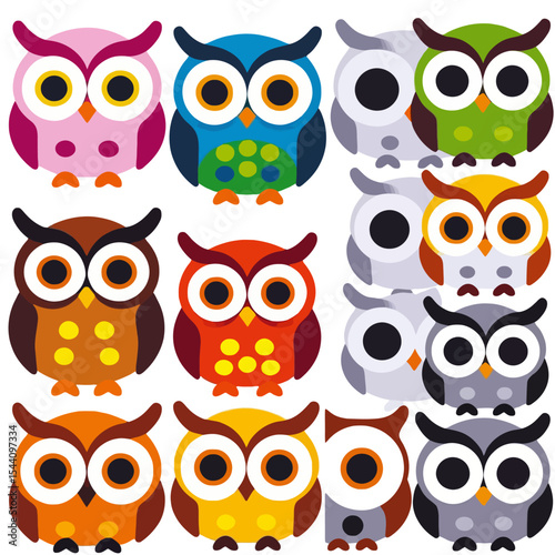 Wallpaper Mural Colorful Owl Pattern Illustration-Cute Bird Design-Whimsical Cartoon Owls-Kids Room Decor-Bright and Cheerful-Animal Theme Art-Nursery Wall Art-Playful Owl Graphics Torontodigital.ca