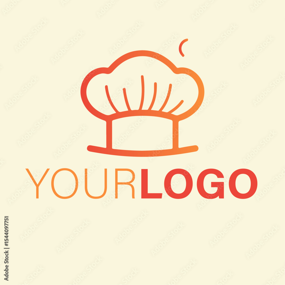 Fototapeta premium A simple orange gradient chef hat logo design