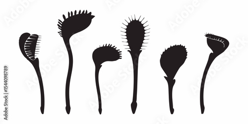 Venus flytrap silhouette vector illustration carnivorous plant drawing botanical artwork black and white design
