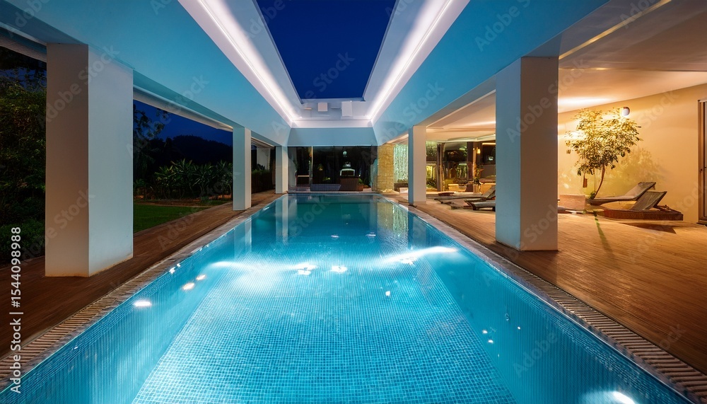 Obraz premium tranquil indoor swimming pool at night