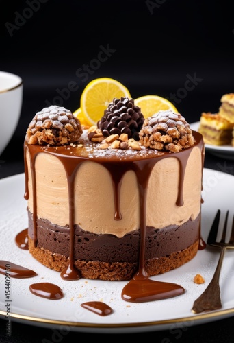 Chocolate baklava mousse cake