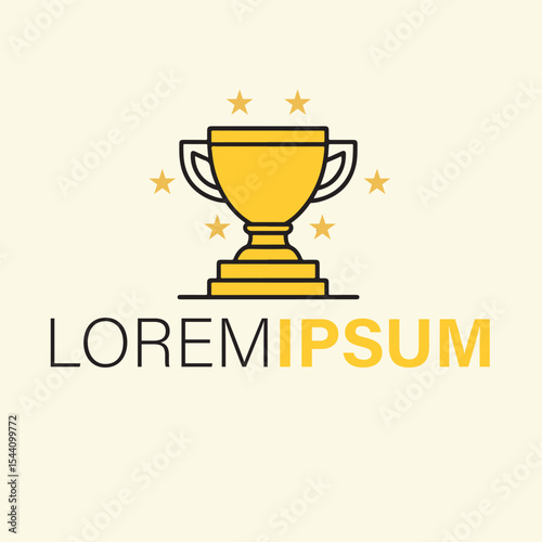 A gold trophy with stars is shown in this logo design