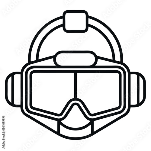 Line vector icon of a virtual reality headset outline. Perfect for VR apps, gaming interfaces, immersive tech, simulations, digital experiences, and futuristic wearable devices.