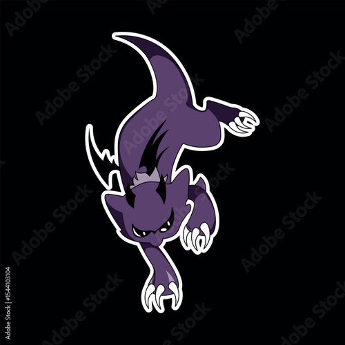 editorial design and vector illustration about cartoon or anime in cartoon or anime with the name Demon cat ready to print for stickers