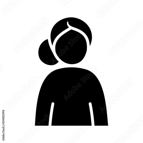 User icon of a woman with parted hair styled in a low bun. Solid glyph of an individual person, account avatar, employee or team member.