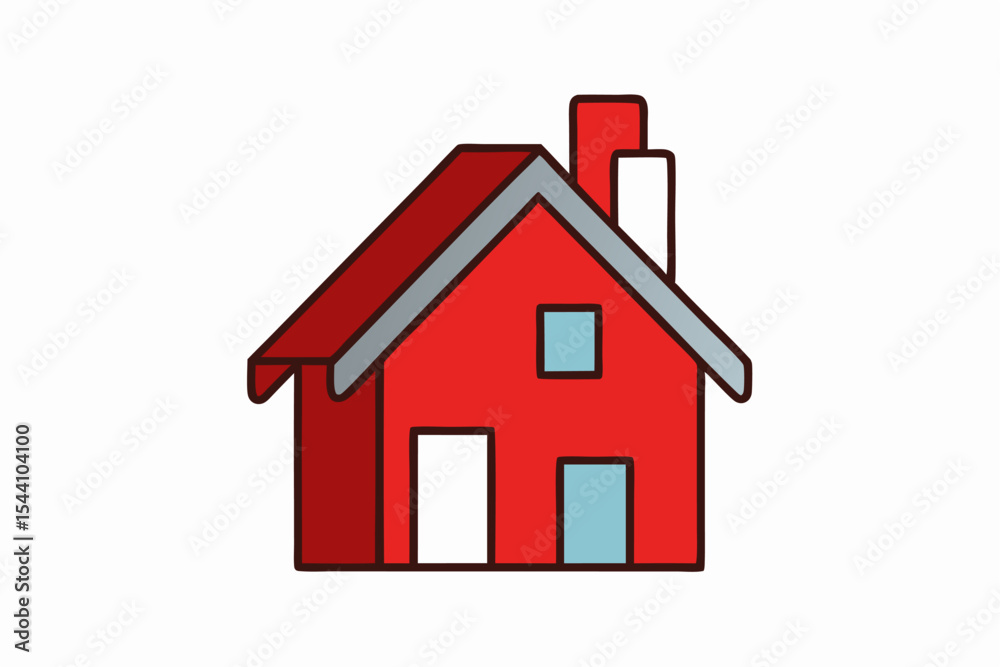 Red House Minimalist 3 D Model Simple Home Icon gray Red House Minimalist 3 D Model Simple Home Icon gray