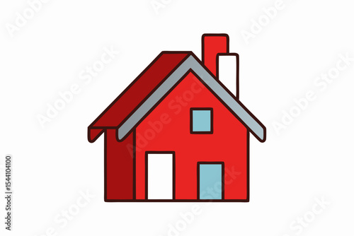 Red House Minimalist 3 D Model Simple Home Icon gray