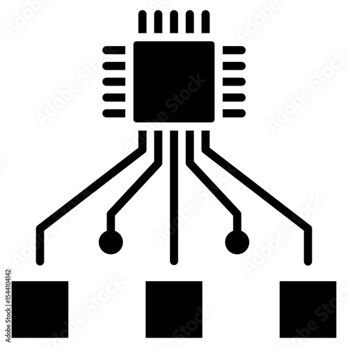 Clustering glyph icon, use for machine learning, education, technology industry, UI, UX kit, app and web development, digital or print.