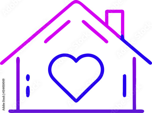 Minimalist House Icon Blue Purple Gradient Heart Home Sweet Home