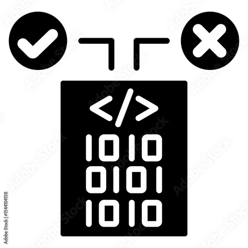 Decision glyph icon, use for machine learning, education, technology industry, UI, UX kit, app and web development, digital or print.