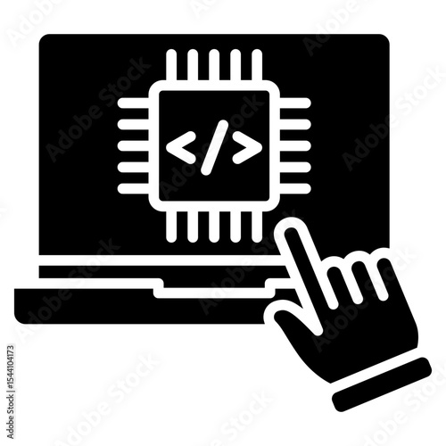 Embedding glyph icon, use for machine learning, education, technology industry, UI, UX kit, app and web development, digital or print.