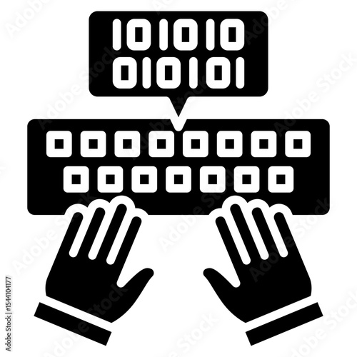 Encoding glyph icon, use for machine learning, education, technology industry, UI, UX kit, app and web development, digital or print.
