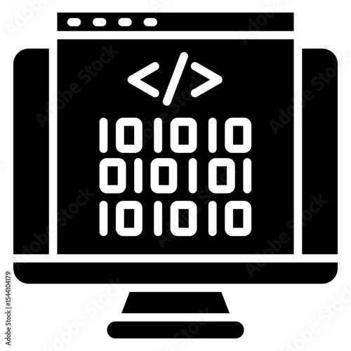 Code Snippet glyph icon, use for machine learning, education, technology industry, UI, UX kit, app and web development, digital or print.