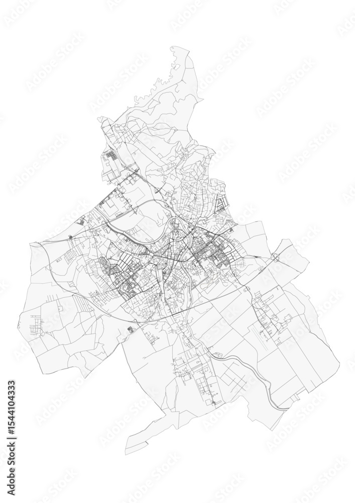 Fototapeta premium Nitra highway map. Clean vector design, focused on road network for visualization or print.